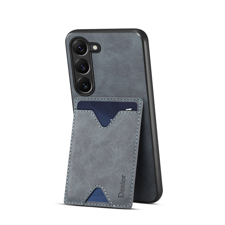 For Samsung Galaxy S24+ 5G Denior PU Back Cover Card Slot Holder Phone Case(Grey)