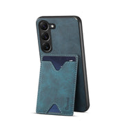For Samsung Galaxy S24+ 5G Denior PU Back Cover Card Slot Holder Phone Case(Blue)