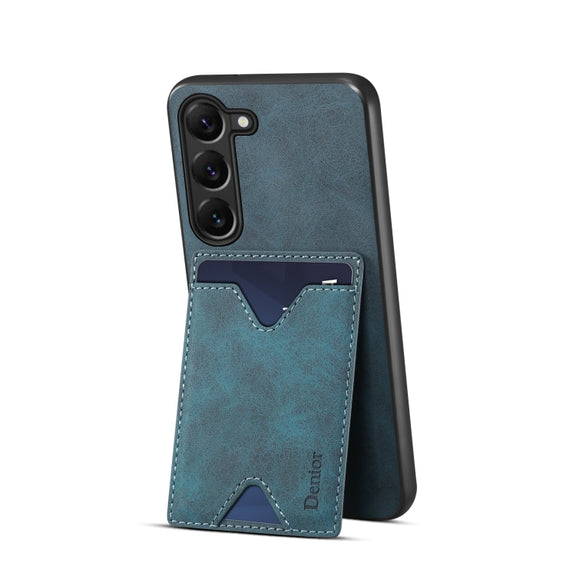 For Samsung Galaxy S24+ 5G Denior PU Back Cover Card Slot Holder Phone Case(Blue)