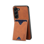 For Samsung Galaxy S24+ 5G Denior PU Back Cover Card Slot Holder Phone Case(Brown)