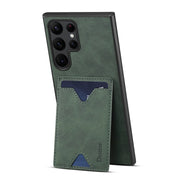 For Samsung Galaxy S24 Ultra 5G Denior PU Back Cover Card Slot Holder Phone Case(Green)