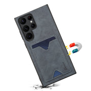 For Samsung Galaxy S24 Ultra 5G Denior PU Back Cover Card Slot Holder Phone Case(Grey)