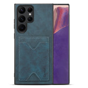 For Samsung Galaxy S24 Ultra 5G Denior PU Back Cover Card Slot Holder Phone Case(Blue)