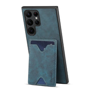 For Samsung Galaxy S24 Ultra 5G Denior PU Back Cover Card Slot Holder Phone Case(Blue)