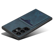 For Samsung Galaxy S24 Ultra 5G Denior PU Back Cover Card Slot Holder Phone Case(Blue)