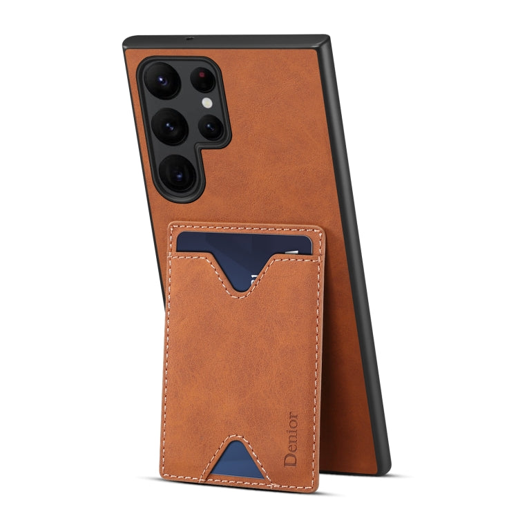 For Samsung Galaxy S24 Ultra 5G Denior PU Back Cover Card Slot Holder Phone Case(Brown)