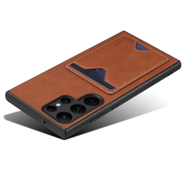 For Samsung Galaxy S24 Ultra 5G Denior PU Back Cover Card Slot Holder Phone Case(Brown)