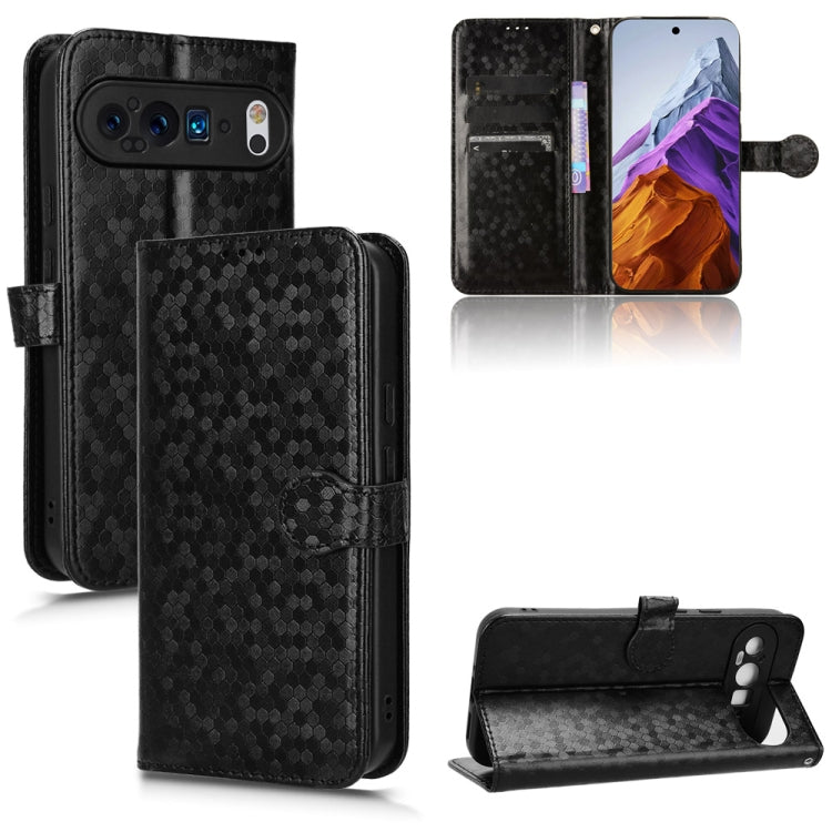 For Google Pixel 9 Pro Honeycomb Dot Texture Leather Phone Case(Black) - Google Cases by PMC TechLife | Online Shopping South Africa | PMC TechLife | Buy Now Pay Later Mobicred