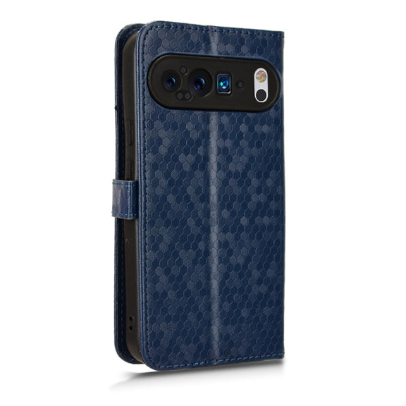 For Google Pixel 9 Pro Honeycomb Dot Texture Leather Phone Case(Blue)