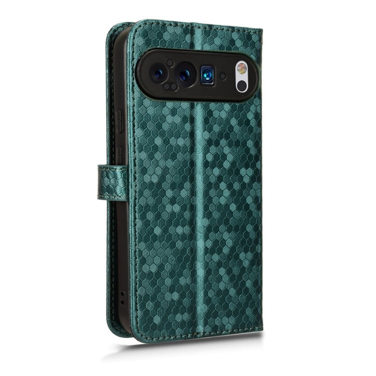 For Google Pixel 9 Pro Honeycomb Dot Texture Leather Phone Case(Green)