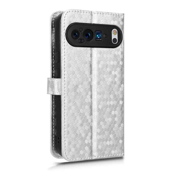 For Google Pixel 9 Pro Honeycomb Dot Texture Leather Phone Case(Silver)