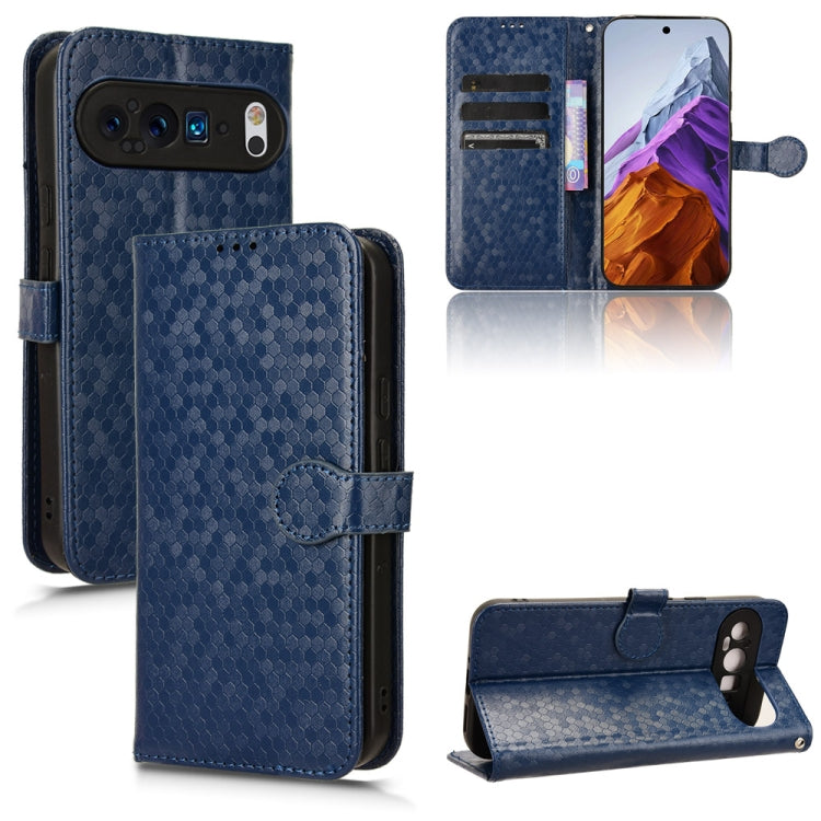 For Google Pixel 9 Honeycomb Dot Texture Leather Phone Case(Blue) - Google Cases by PMC TechLife | Online Shopping South Africa | PMC TechLife | Buy Now Pay Later Mobicred