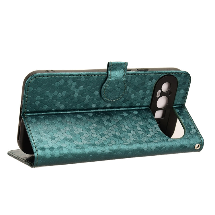 For Google Pixel 9 Honeycomb Dot Texture Leather Phone Case(Green)