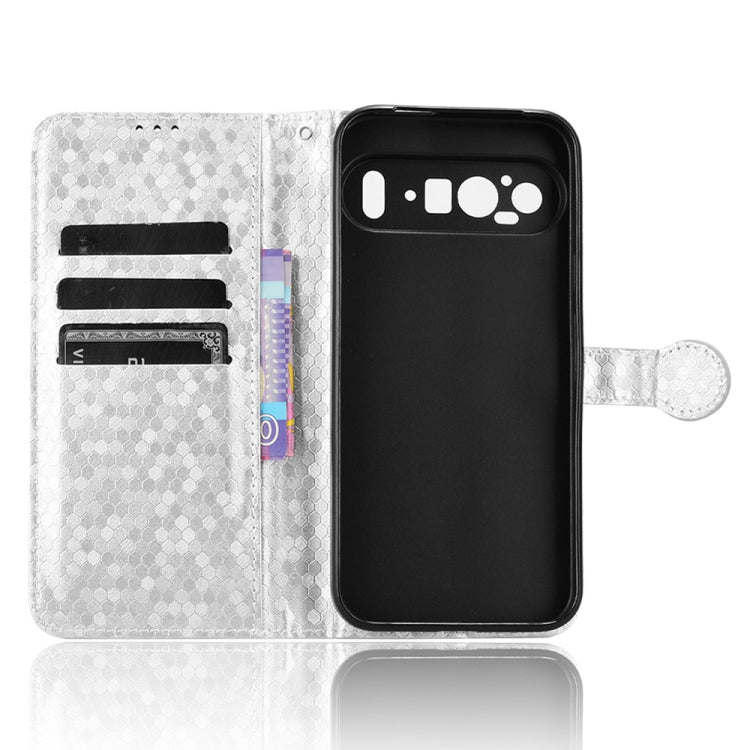 For Google Pixel 9 Honeycomb Dot Texture Leather Phone Case(Silver) - Google Cases by PMC TechLife | Online Shopping South Africa | PMC TechLife | Buy Now Pay Later Mobicred