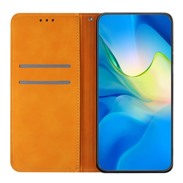 For Xiaomi Redmi 13C Ethnic Embossed Adsorption Leather Phone Case(Yellow)