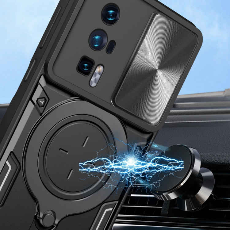 For Xiaomi Poco F5 Pro/Redmi K60  CD Texture Sliding Camshield Magnetic Holder Phone Case(Silver) - Xiaomi Cases by PMC TechLife | Online Shopping South Africa | PMC TechLife | Buy Now Pay Later Mobicred