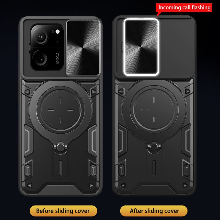For Xiaomi 13T / Redmi K60 Ultra CD Texture Sliding Camshield Magnetic Holder Phone Case(Black) - Redmi K60 Ultra Cases by PMC TechLife | Online Shopping South Africa | PMC TechLife | Buy Now Pay Later Mobicred