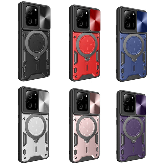 For Xiaomi 13T / Redmi K60 Ultra CD Texture Sliding Camshield Magnetic Holder Phone Case(Blue)