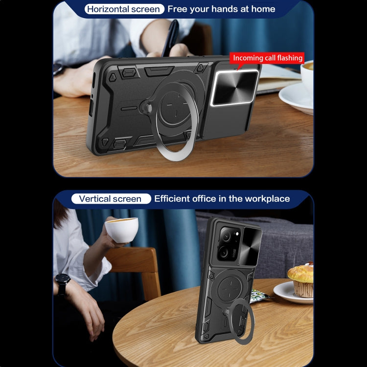 For Xiaomi 13T / Redmi K60 Ultra CD Texture Sliding Camshield Magnetic Holder Phone Case(Blue) - Redmi K60 Ultra Cases by PMC TechLife | Online Shopping South Africa | PMC TechLife | Buy Now Pay Later Mobicred