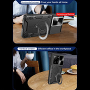 For Xiaomi 13T / Redmi K60 Ultra CD Texture Sliding Camshield Magnetic Holder Phone Case(Blue)