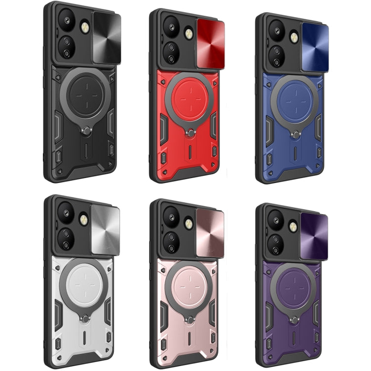 For Xiaomi Redmi 13C 4G CD Texture Sliding Camshield Magnetic Holder Phone Case(Pink) - 13C Cases by PMC TechLife | Online Shopping South Africa | PMC TechLife | Buy Now Pay Later Mobicred