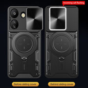 For Xiaomi Redmi 13C 4G CD Texture Sliding Camshield Magnetic Holder Phone Case(Black)