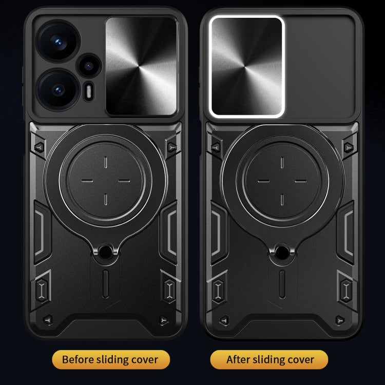 For Xiaomi Redmi Note 12 Turbo CD Texture Sliding Camshield Magnetic Holder Phone Case(Red) - Xiaomi Cases by PMC TechLife | Online Shopping South Africa | PMC TechLife | Buy Now Pay Later Mobicred