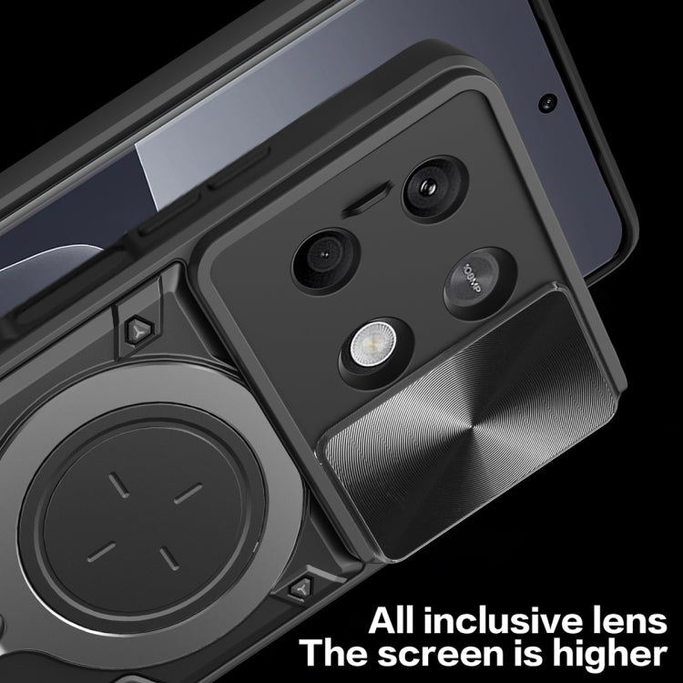 For Xiaomi Redmi Note 13 5G CD Texture Sliding Camshield Magnetic Holder Phone Case(Silver) - Note 13 Cases by PMC TechLife | Online Shopping South Africa | PMC TechLife | Buy Now Pay Later Mobicred