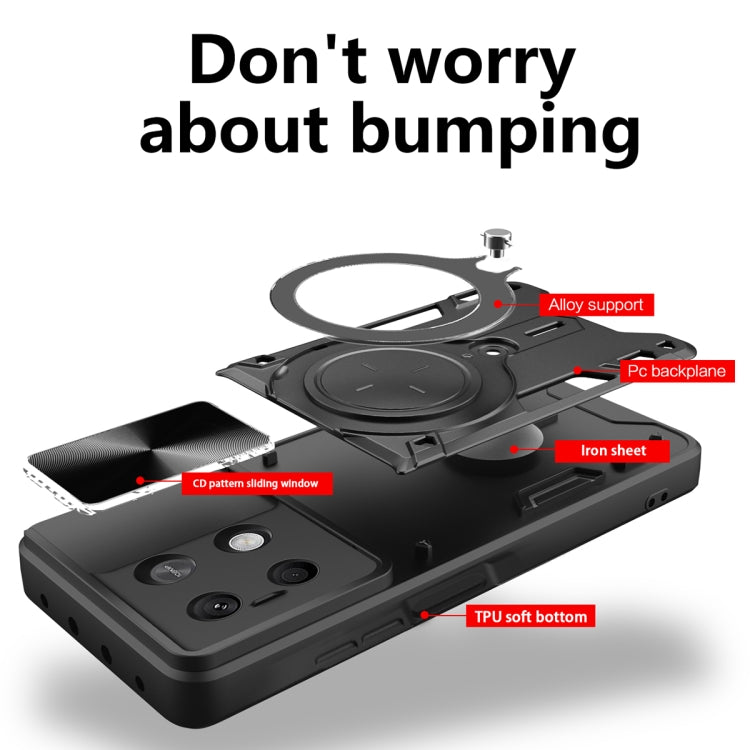 For Xiaomi Redmi Note 13 5G CD Texture Sliding Camshield Magnetic Holder Phone Case(Purple) - Note 13 Cases by PMC TechLife | Online Shopping South Africa | PMC TechLife | Buy Now Pay Later Mobicred