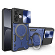 For Xiaomi Redmi 13C 5G Global CD Texture Sliding Camshield Magnetic Holder Phone Case(Blue) - Xiaomi Cases by PMC TechLife | Online Shopping South Africa | PMC TechLife | Buy Now Pay Later Mobicred