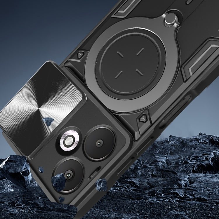 For Xiaomi Redmi 13C 5G Global CD Texture Sliding Camshield Magnetic Holder Phone Case(Blue) - Xiaomi Cases by PMC TechLife | Online Shopping South Africa | PMC TechLife | Buy Now Pay Later Mobicred