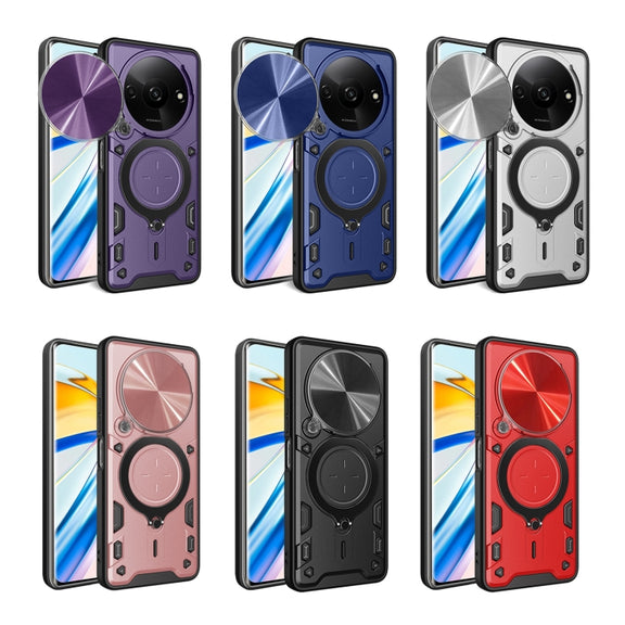 For Xiaomi Redmi A3 CD Texture Sliding Camshield Magnetic Holder Phone Case(Blue)
