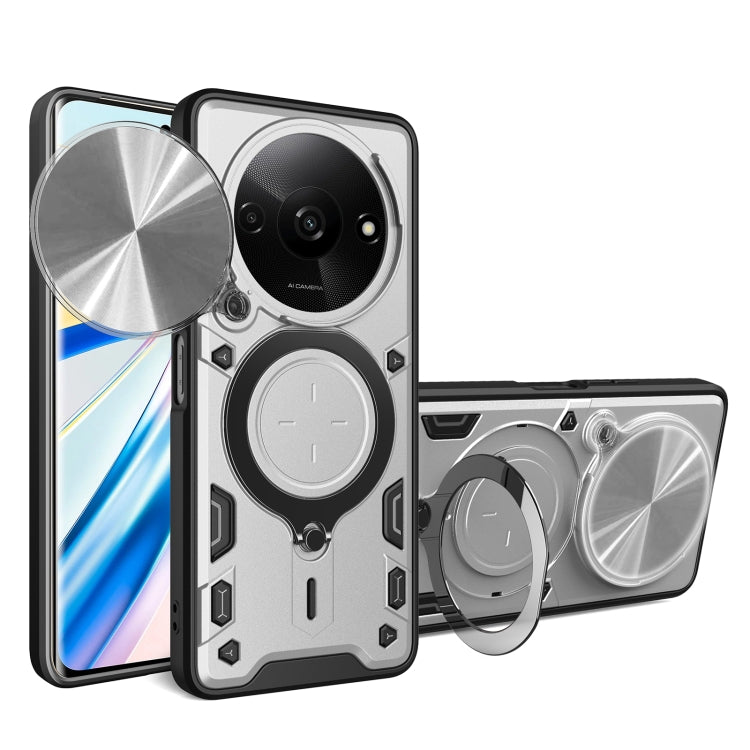 For Xiaomi Redmi A3 CD Texture Sliding Camshield Magnetic Holder Phone Case(Silver) - Xiaomi Cases by PMC TechLife | Online Shopping South Africa | PMC TechLife | Buy Now Pay Later Mobicred