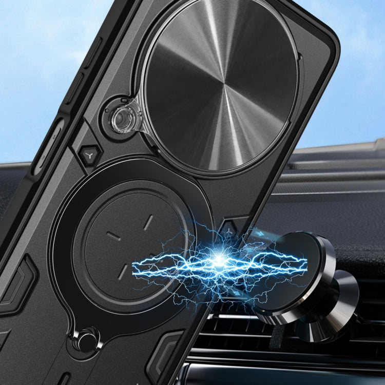 For Xiaomi Redmi A3 CD Texture Sliding Camshield Magnetic Holder Phone Case(Silver) - Xiaomi Cases by PMC TechLife | Online Shopping South Africa | PMC TechLife | Buy Now Pay Later Mobicred