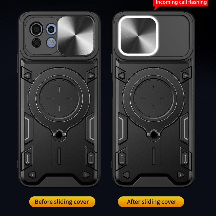 For Xiaomi Mi 11 Lite 4G / 5G CD Texture Sliding Camshield Magnetic Holder Phone Case(Blue) - Xiaomi Cases by PMC TechLife | Online Shopping South Africa | PMC TechLife | Buy Now Pay Later Mobicred