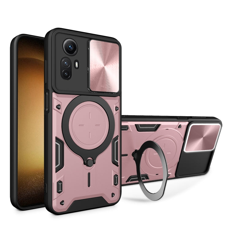 For Xiaomi Redmi Note 12S 4G CD Texture Sliding Camshield Magnetic Holder Phone Case(Pink) - free shipping - PMC TechLife - Order now!