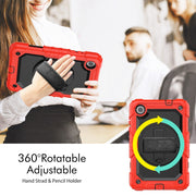 For Lenovo Tab M8 4th Gen Silicone Hybrid PC Tablet Case with Shoulder Strap(Red)