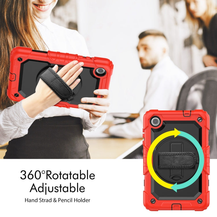 For Lenovo Tab M8 4th Gen Silicone Hybrid PC Tablet Case with Shoulder Strap(Red)