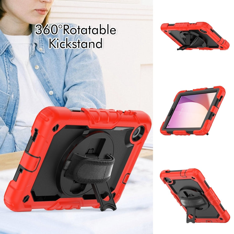 For Lenovo Tab M8 4th Gen Silicone Hybrid PC Tablet Case with Shoulder Strap(Red)