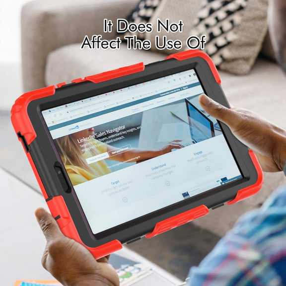 For Lenovo Tab M8 4th Gen Silicone Hybrid PC Tablet Case with Shoulder Strap(Red)