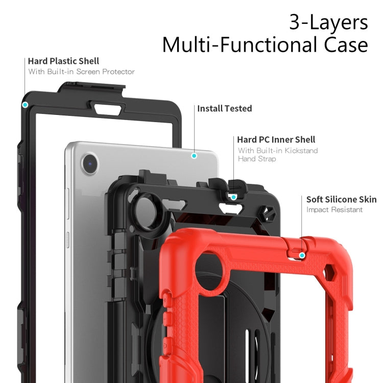 For Lenovo Tab M8 4th Gen Silicone Hybrid PC Tablet Case with Shoulder Strap(Red)