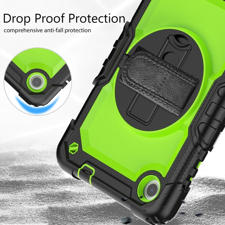 For Lenovo Tab M8 4th Gen Silicone Hybrid PC Tablet Case with Shoulder Strap(Yellow Green PC)