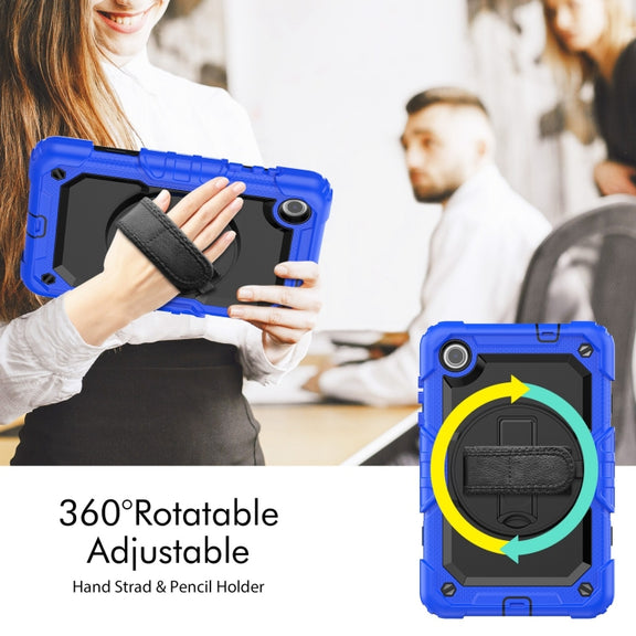 For Lenovo Tab M8 4th Gen Silicone Hybrid PC Tablet Case with Shoulder Strap(Blue)