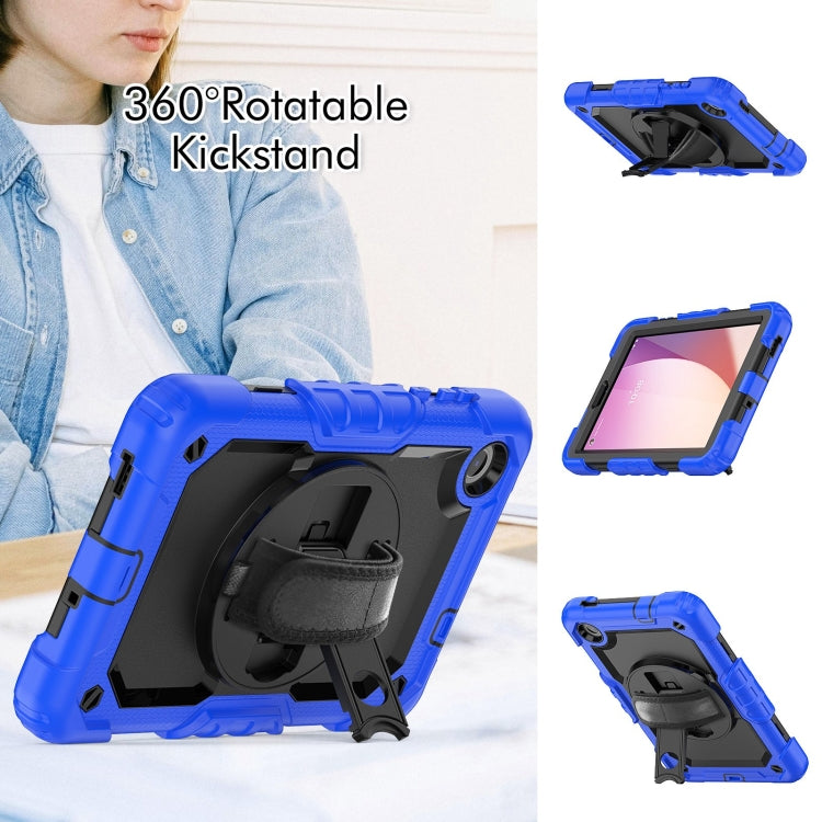 For Lenovo Tab M8 4th Gen Silicone Hybrid PC Tablet Case with Shoulder Strap(Blue)