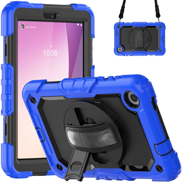 For Lenovo Tab M8 4th Gen Silicone Hybrid PC Tablet Case with Shoulder Strap(Blue)