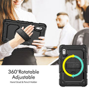 For Lenovo Tab M9 Silicone Hybrid PC Tablet Case with Shoulder Strap(Black)