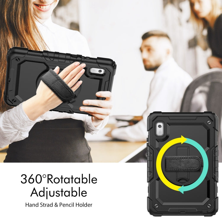 For Lenovo Tab M9 Silicone Hybrid PC Tablet Case with Shoulder Strap(Black)