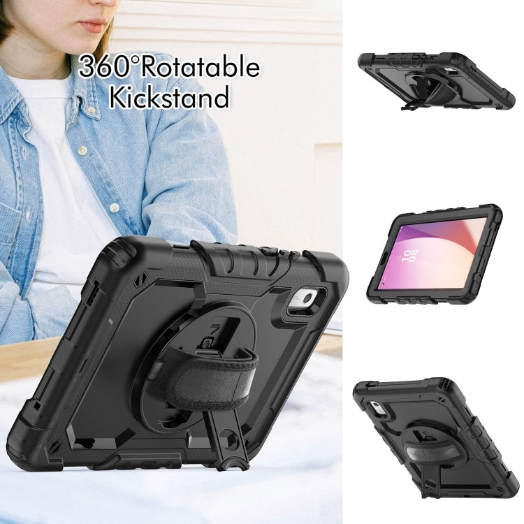 For Lenovo Tab M9 Silicone Hybrid PC Tablet Case with Shoulder Strap(Black)