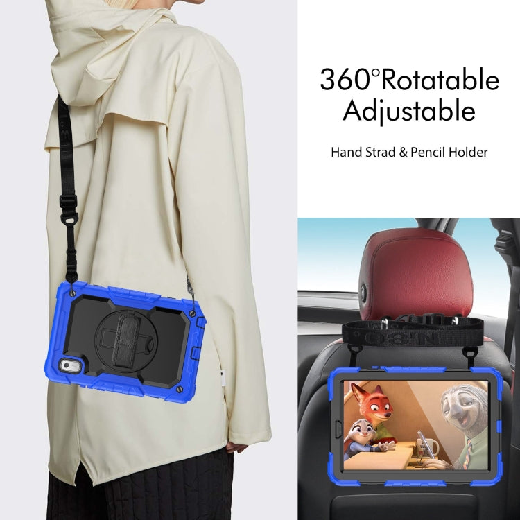 For Lenovo Tab M9 Silicone Hybrid PC Tablet Case with Shoulder Strap(Blue)