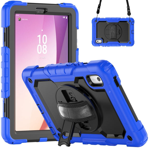 For Lenovo Tab M9 Silicone Hybrid PC Tablet Case with Shoulder Strap(Blue)